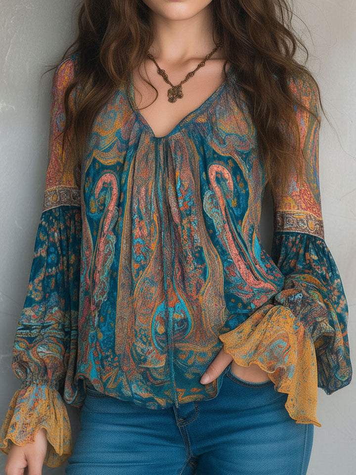 Sarina | Chiffon Blouse Womens Long Sleeve Ruffled Cuffs Elegant Fit 2