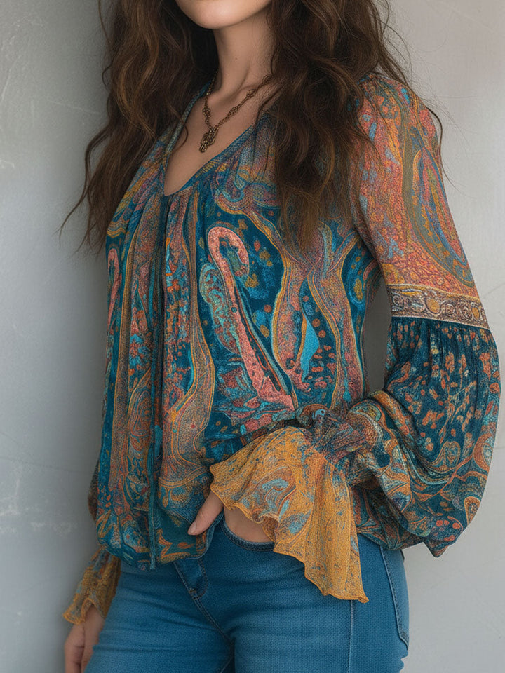 Sarina | Chiffon Blouse Womens Long Sleeve Ruffled Cuffs Elegant Fit 3