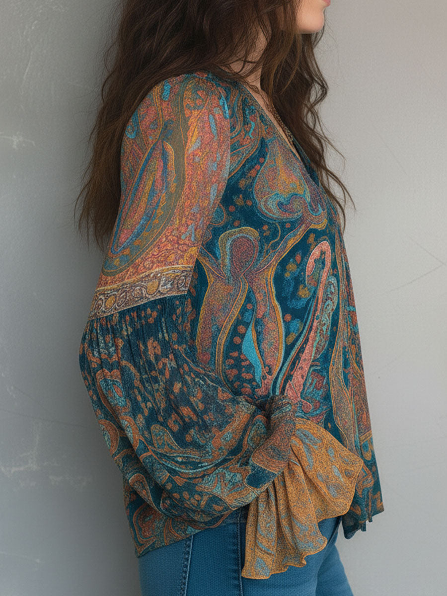 Sarina | Chiffon Blouse Womens Long Sleeve Ruffled Cuffs Elegant Fit 4