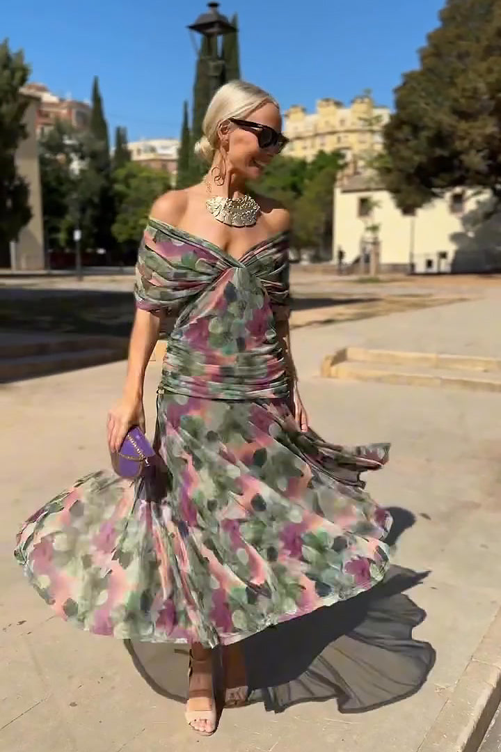 Sarina | Elegant V-Neck Maxi Dress with Sleeves for Women - Flowing Long Ceremony Dress 4