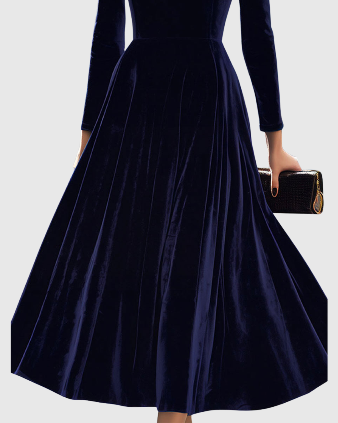 Sibella | Velvet Midi Dress Wedding Guest Elegant Long Sleeve Formal 2