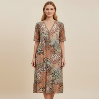Leah | Elegantes helles Blumen-Midikleid