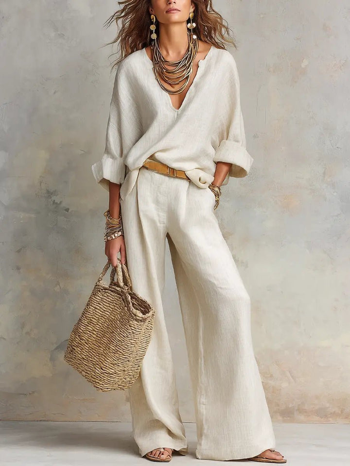 Sophia | Comfortable And Breezy Linen Two-Piece Set 0