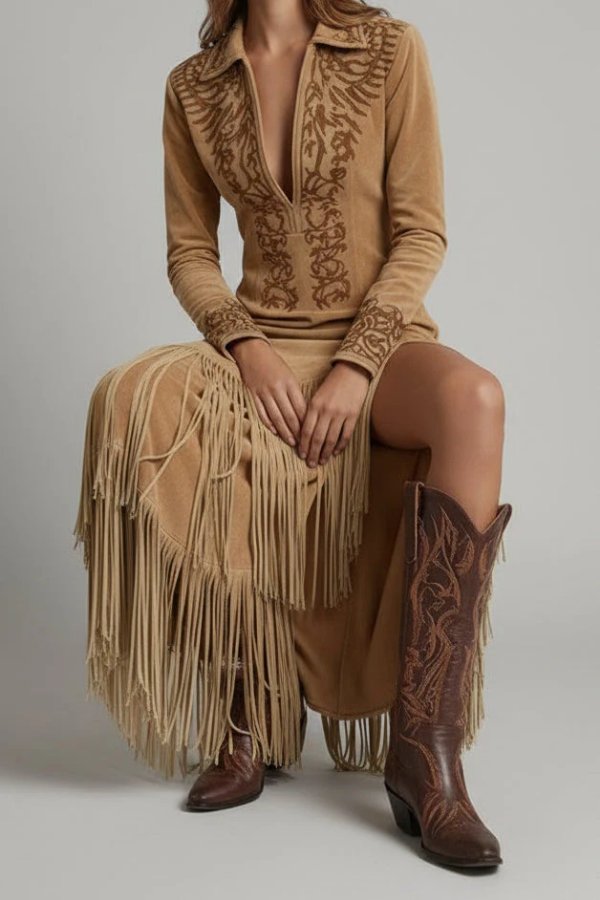 Stella | Western-Inspired Fringe Maxi Dress 2