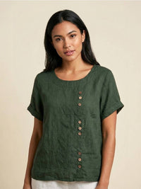 Isabella | Breathable and Lightweight Linen Round Neck Blouse