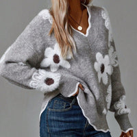 Celeste | Feminine Floral V-Neck Knit Sweater