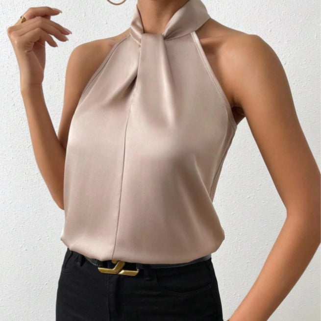 Vanna | Silk Knot Neck Top 0