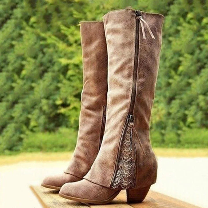 Victoria | Elegant Knee-High Block Heel Boots 0