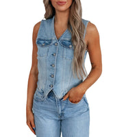 Mila | Stylish and Timeless Denim Button Layering Vest