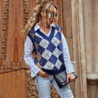 Eliana | Casual and Comfortable Checkered V-Neck Knit Vest