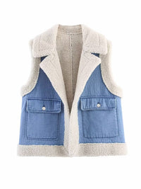 Clara | Cozy and Vintage Fleece Lined Denim Layering Vest