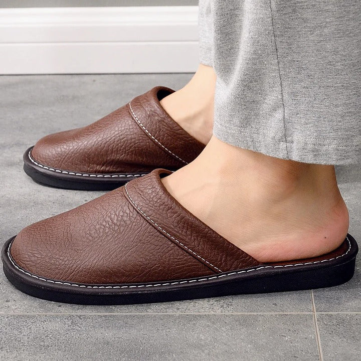 Xavier | Mens Leather Slippers – Ergonomic Comfort 1