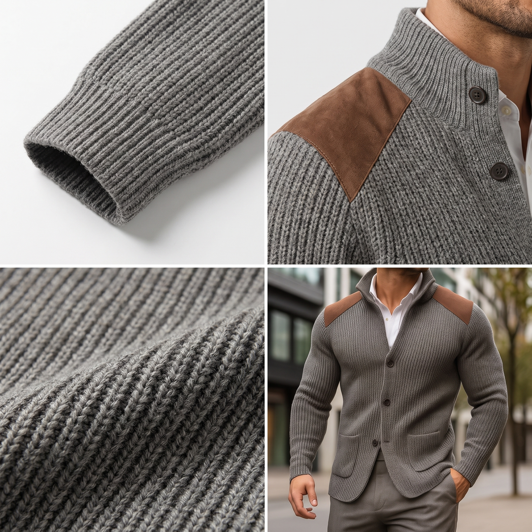 Davenport | Knitted Blazer with Unique Suede Accents for Men
