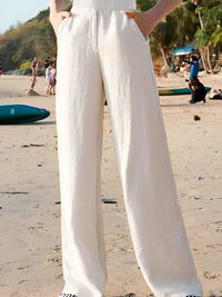 Isabella | Luftige und elegante Hose aus reinem Leinen mit weitem Bein
