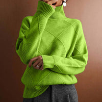 Emma | Elegant And Cozy Diamond Pattern Knit Turtleneck Sweater