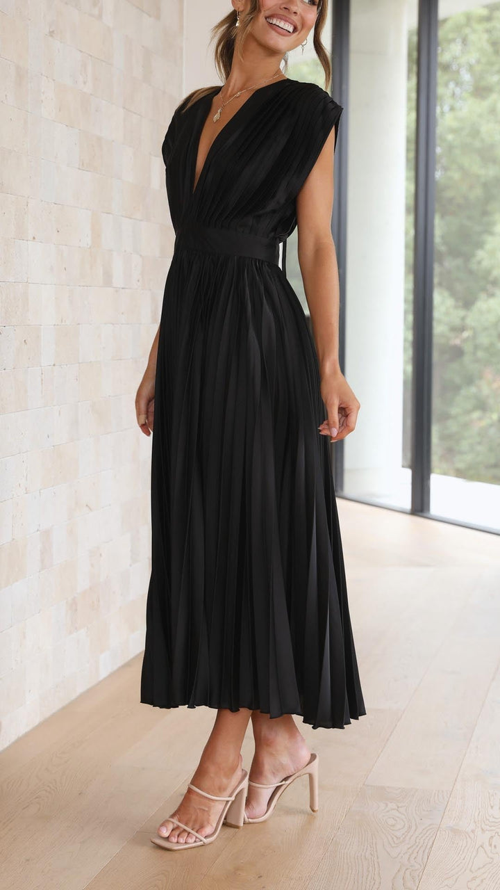 Maria | Pleated Maxi Dress for Wedding Guests