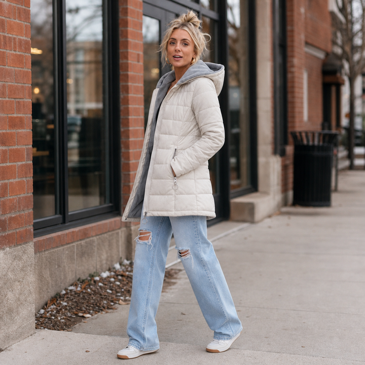 Cozelle | Quilted Hooded Insulated Puffer Coat