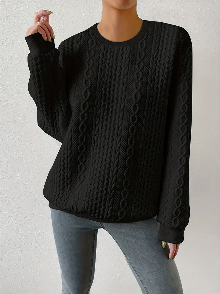 Jovial | Textured Cable-Knit Sweatshirt – Cozy Comfort for Women