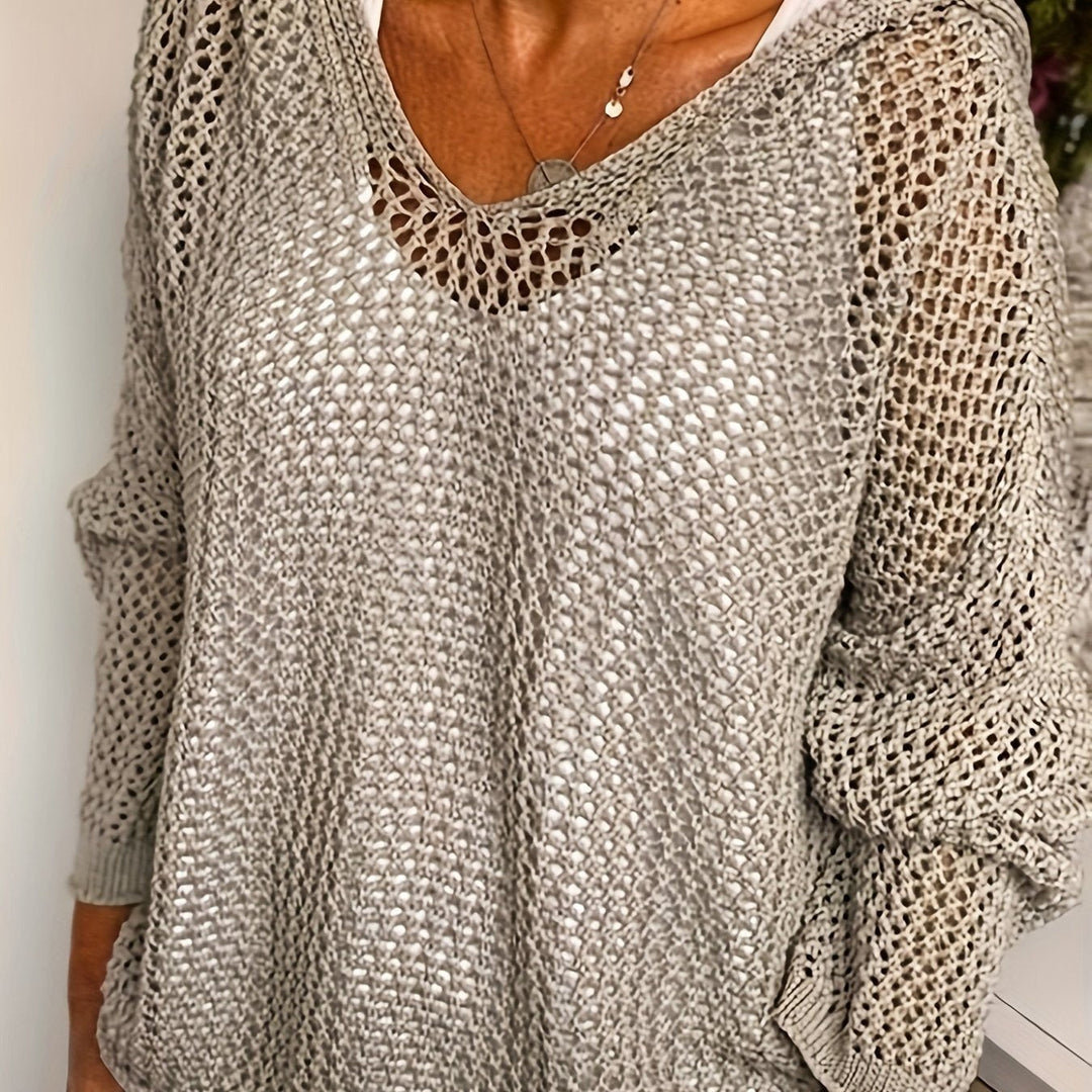 Delaney | Open-Knit Hooded Sweater – Relaxed Style for Women