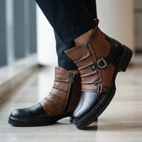 Nathan | Modern And Versatile Two-Tone Leather Ankle Boots