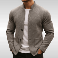 Adrian | Textured Knit Blazer with Modern Mandarin Collar