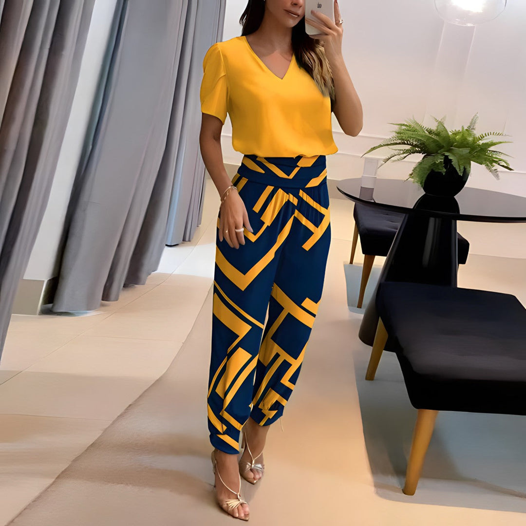 Sophia | Completo elegante e comodo di due pezzi con camicetta e pantaloni
