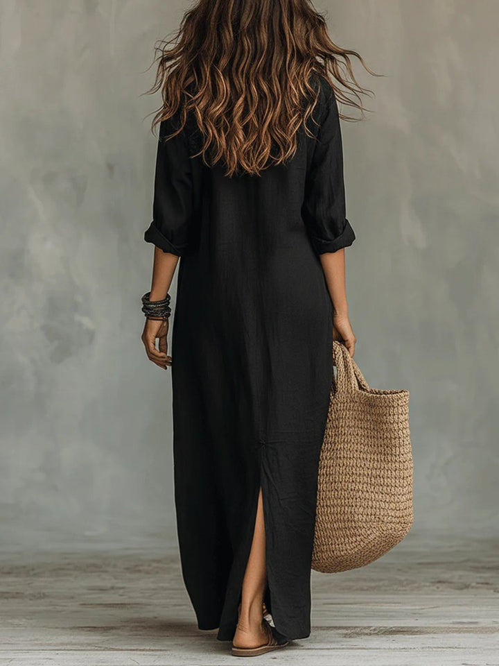 Christina | Robe longue-chemise décontractée et polyvalente à manches longues