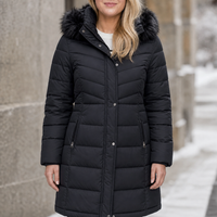 Josephine | Giacca imbottita lunga ed elegante con cappuccio in pelliccia