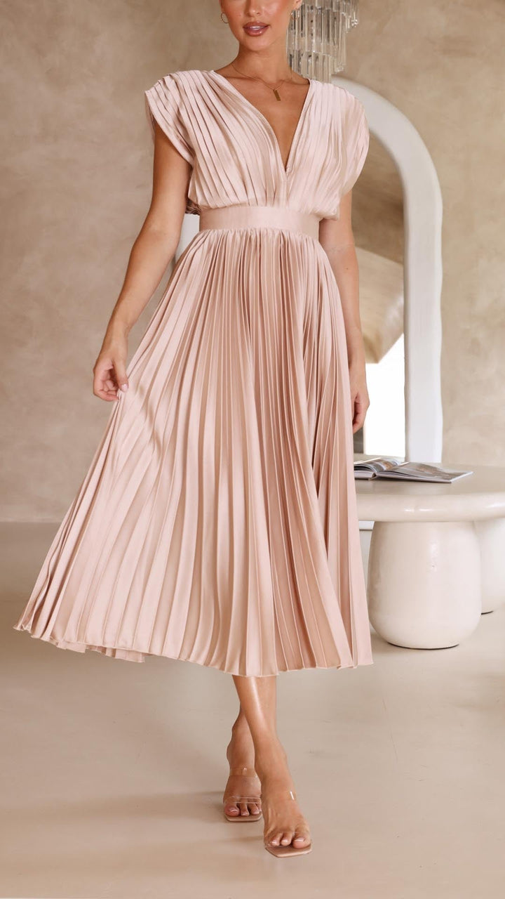Maria | Pleated Maxi Dress for Wedding Guests