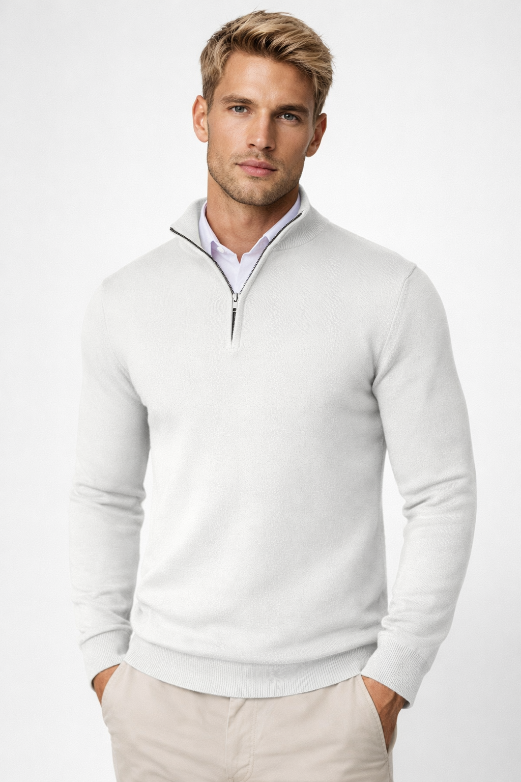 James | Modern and Casual Half Zip High Neck Sweater