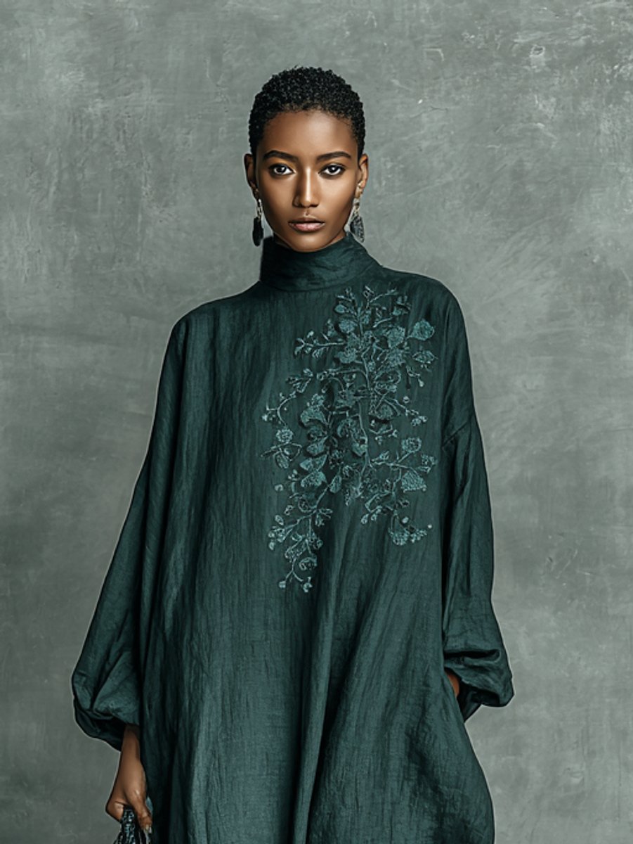 Julia | Robe longue brodée et gracieuse à manches longues