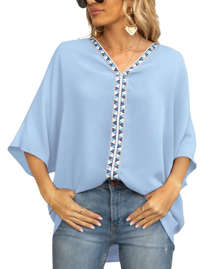 Sienna | Top tunica oversize bohémien con ricami e scollo a V