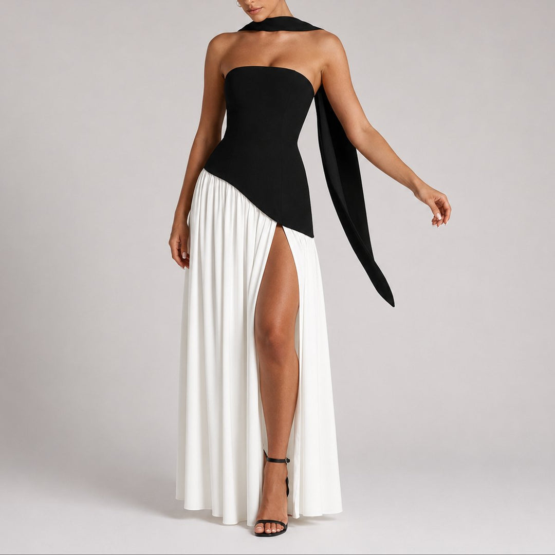 Sophia | Elegante abito lungo da cerimonia autunnale senza spalline