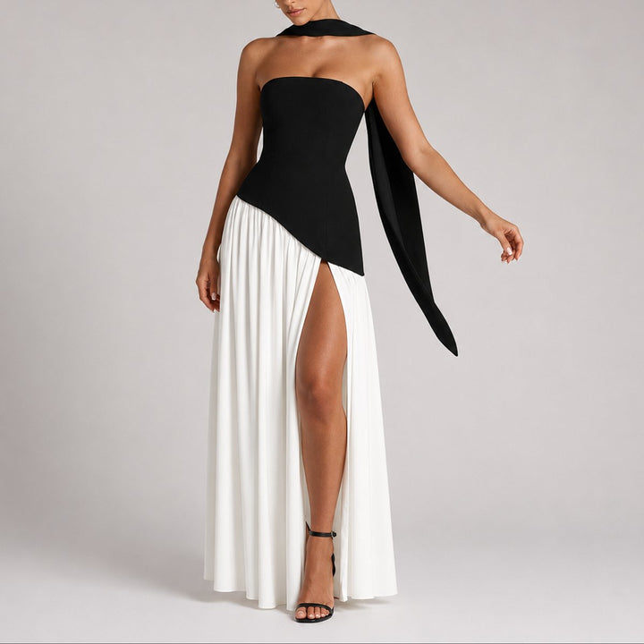 Sophia | Elegante abito lungo da cerimonia autunnale senza spalline