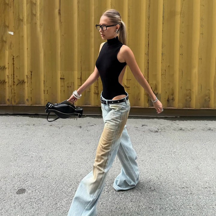 Clara | Klassische Vintage-Jeans mit weitem Bein und Waschung
