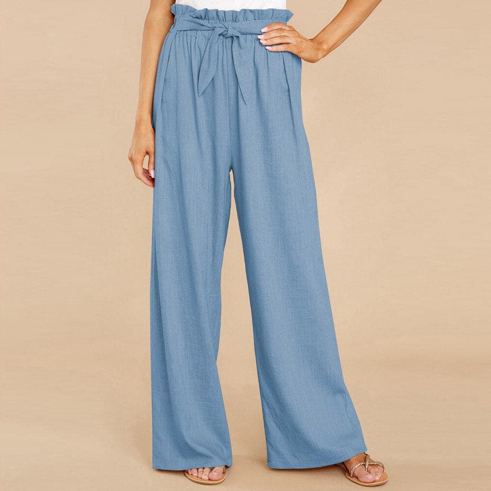 Madison | Leichte Hose mit hoher Taille, weitem Bein und Bindegürtel