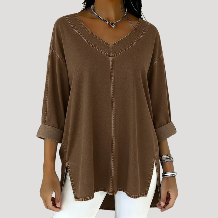 Elena | Top tunica lungo da donna elegante e comodo con scollo a V