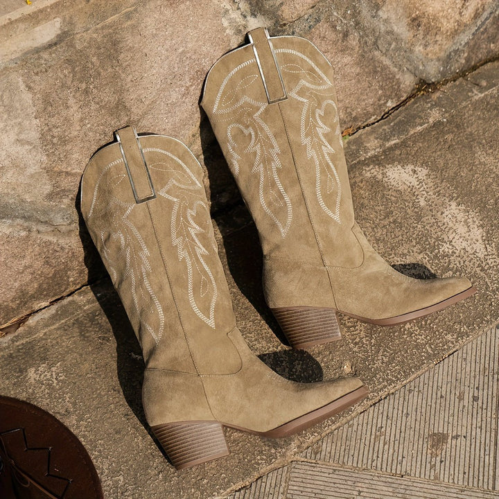 Madison | Bottes de cowboy western à tige large brodées
