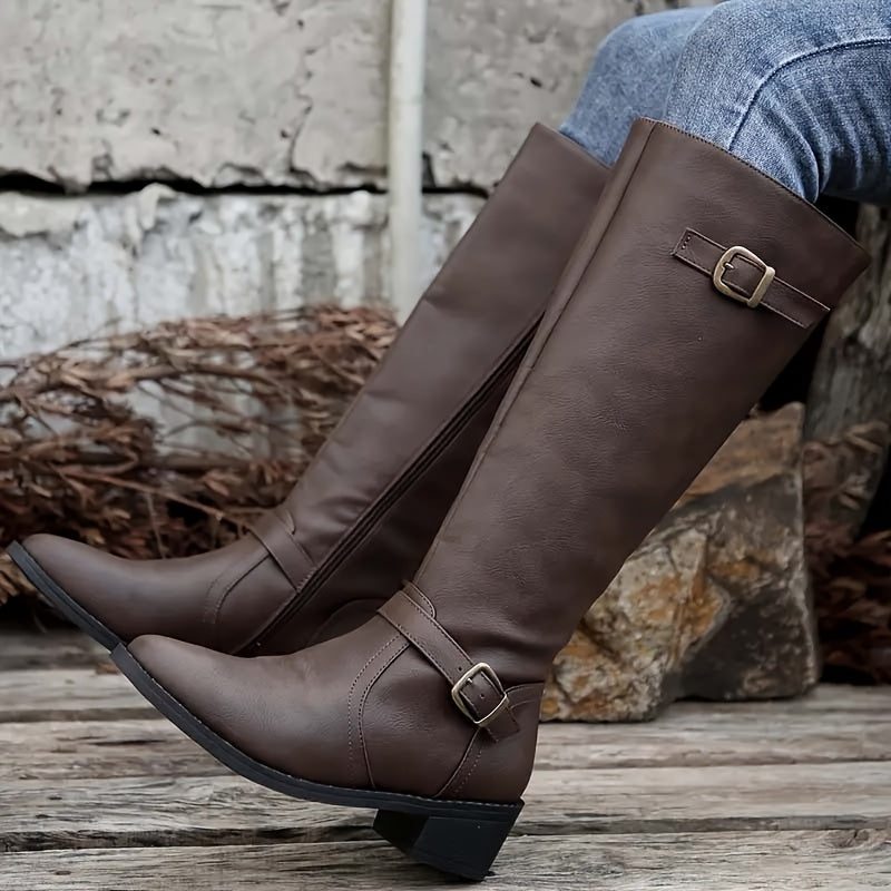Isabella | Bottes raffinées à double boucle, hauteur genou