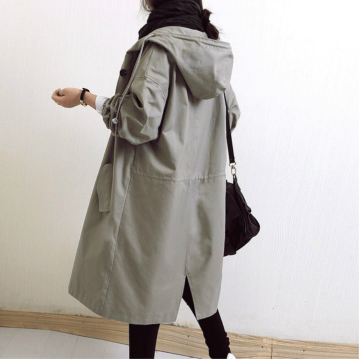 Audrey | Trench lungo moderno con cappuccio
