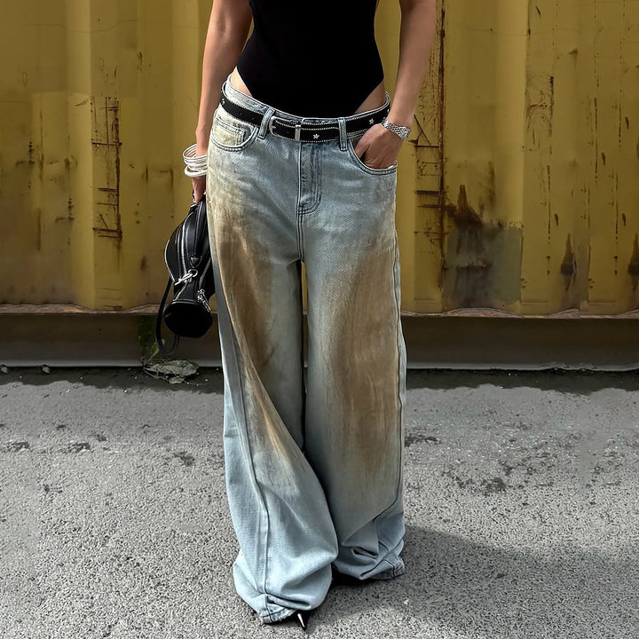 Clara | Klassische Vintage-Jeans mit weitem Bein und Waschung