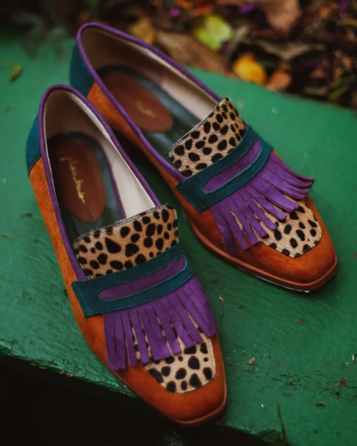 Elizabeth | Mocassins élégants à franges et imprimé animal