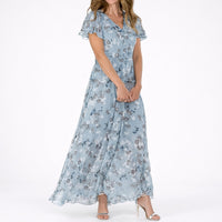 Katrin | Robe longue élégante et fluide à motifs floraux en mousseline pour mariage d’automne