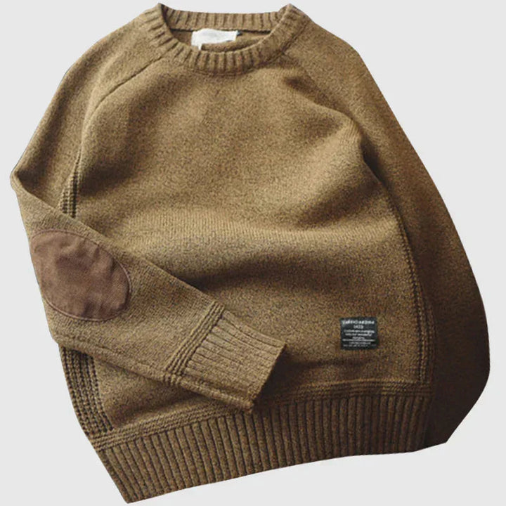 Fabian | Knitted Sweater with Elbow Patches for Men
