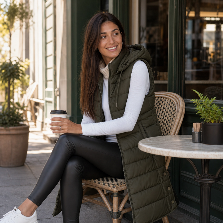 Wearbella | Longline Puffer Vest – Sleek Sleeveless Style for Women