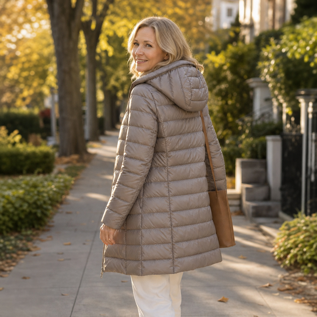 Veluna | Long Quilted Puffer Coat – Lightweight Warmth for Women