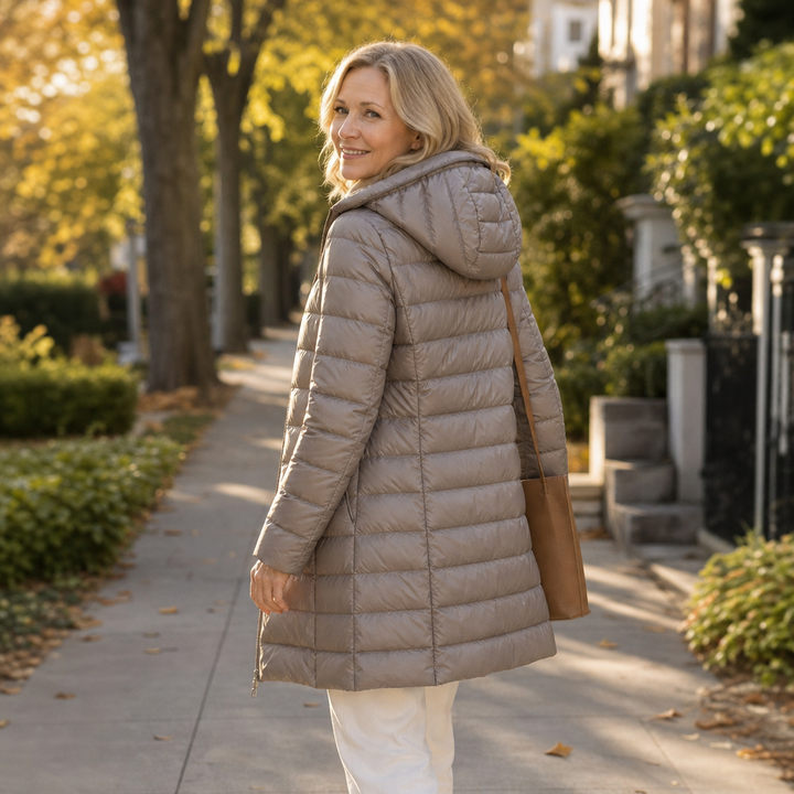 Veluna | Long Quilted Puffer Coat – Lightweight Warmth for Women