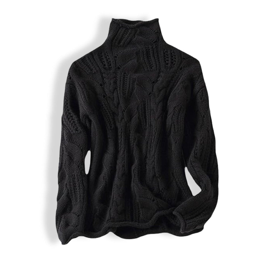 Marie | Turtleneck Knit Sweater with Cable Pattern for Women