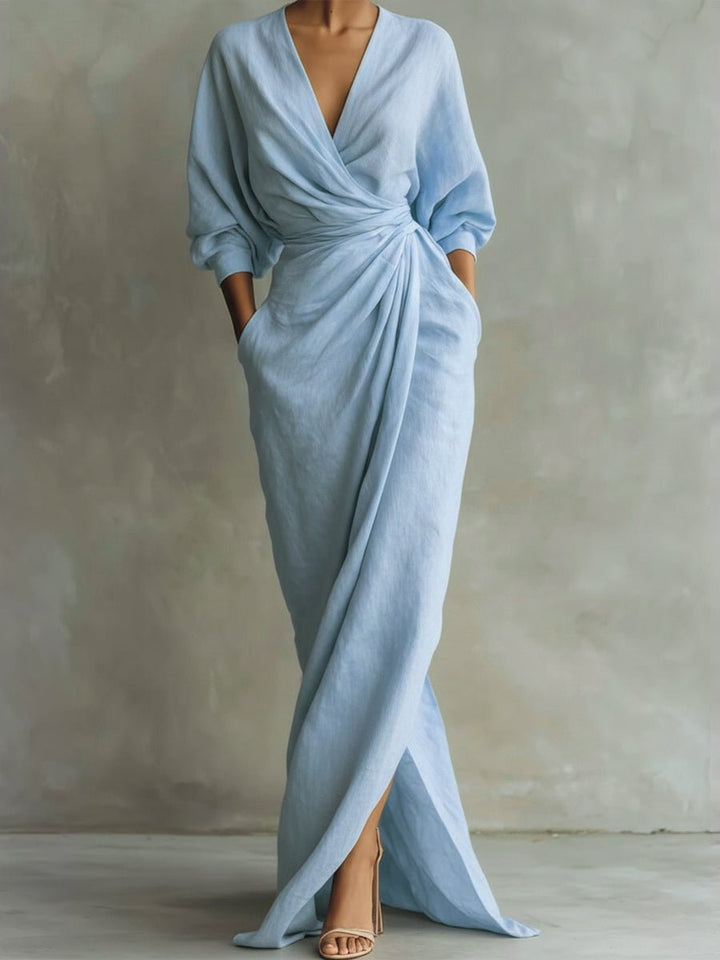 Rosalie | Robe longue portefeuille élégante et confortable à manches longues