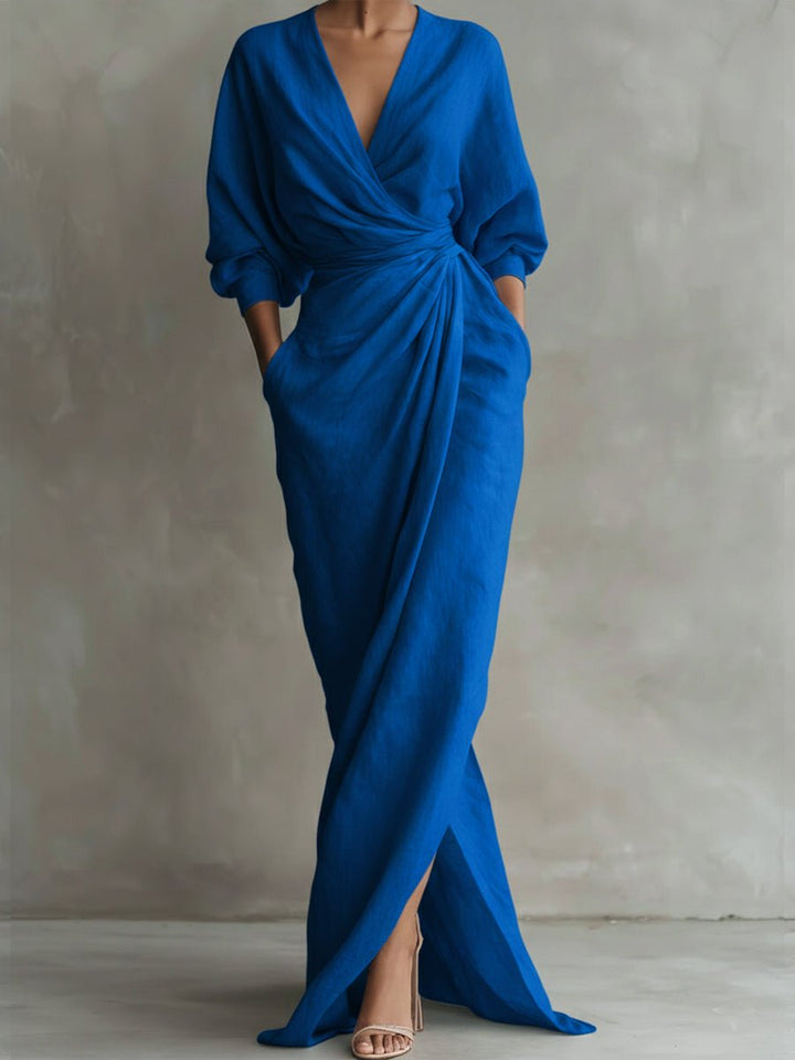 Rosalie | Robe longue portefeuille élégante et confortable à manches longues